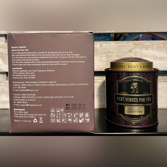 Enjoy Your Life Twilight Lavender Candle 100% Natural Cotton Wick Burn 60-65 Hrs - Picture 6 of 7